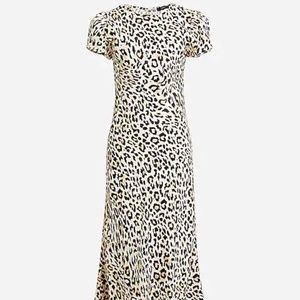 *NWT* J.Crew Cupro-Blend Midi T-shirt Dress in Leopard Size 6
